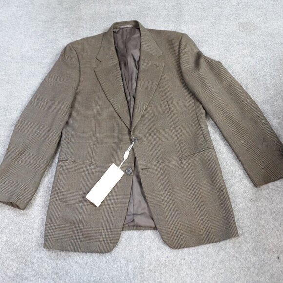Gianfranco Ferre Sport Coat 44L Brown Guncheck Plaid Wool Made in Italy NEW